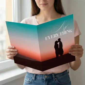 Greetify.In | Greeting Cards Online | Personalised Anniversary & Birthday Cards India 4 Premium Big Anniversary Card You Are My Everything Whole Complete True Passion Greeting Card - Sunset Couple Rose Elegant Theme - Happy Anniversary