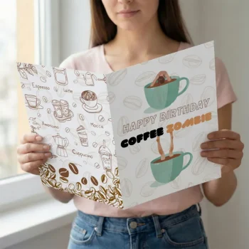 Greetify.In | Greeting Cards Online | Personalised Anniversary & Birthday Cards India 10 Premium Big Size Birthday Card | Coffee Lover Zombie Caffeine Dedication Energy Friend Greeting Card